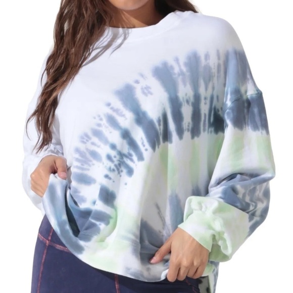 Electric & Rose Neil Green Grey Tie Dye Crewneck Sweatshirt - Picture 1 of 11